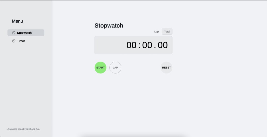 Stopwatch and timer desktop UI