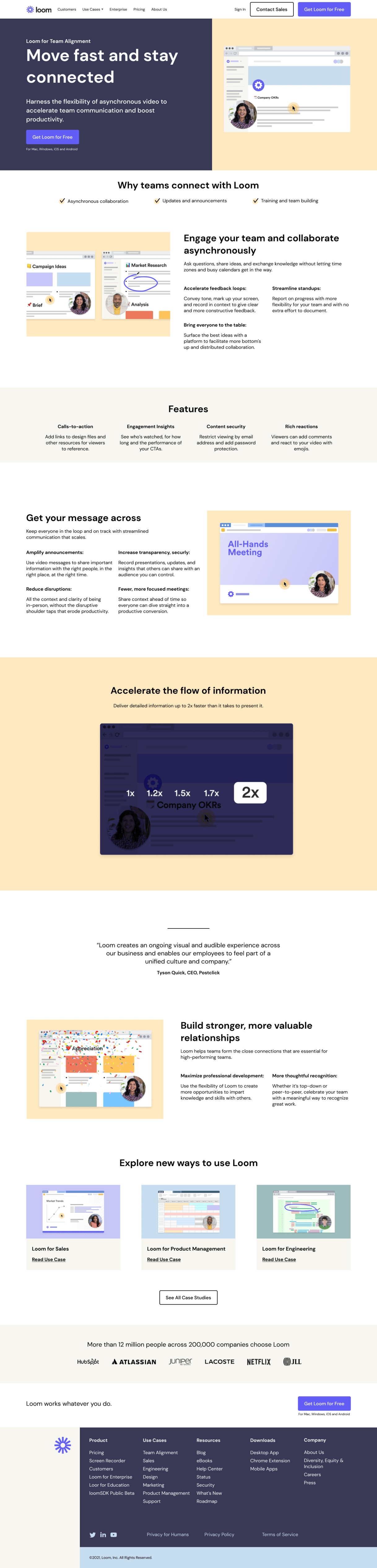 Recreation of Loom's landing page