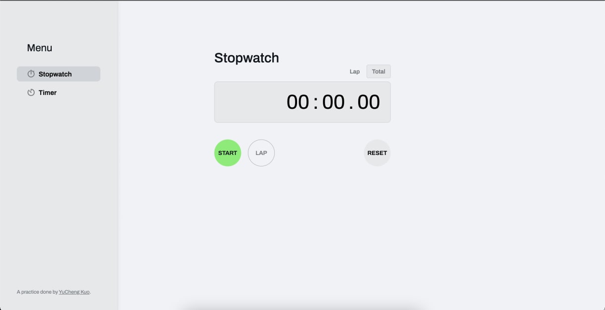 Stopwatch and timer desktop UI