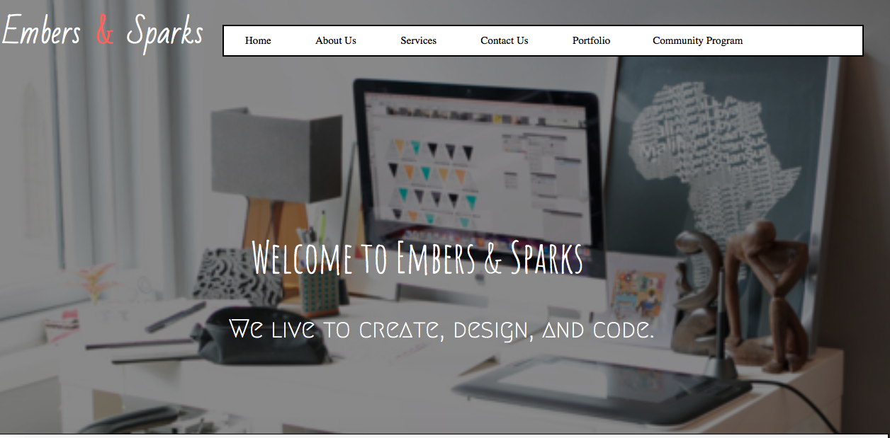 ember and sparks portfolio website