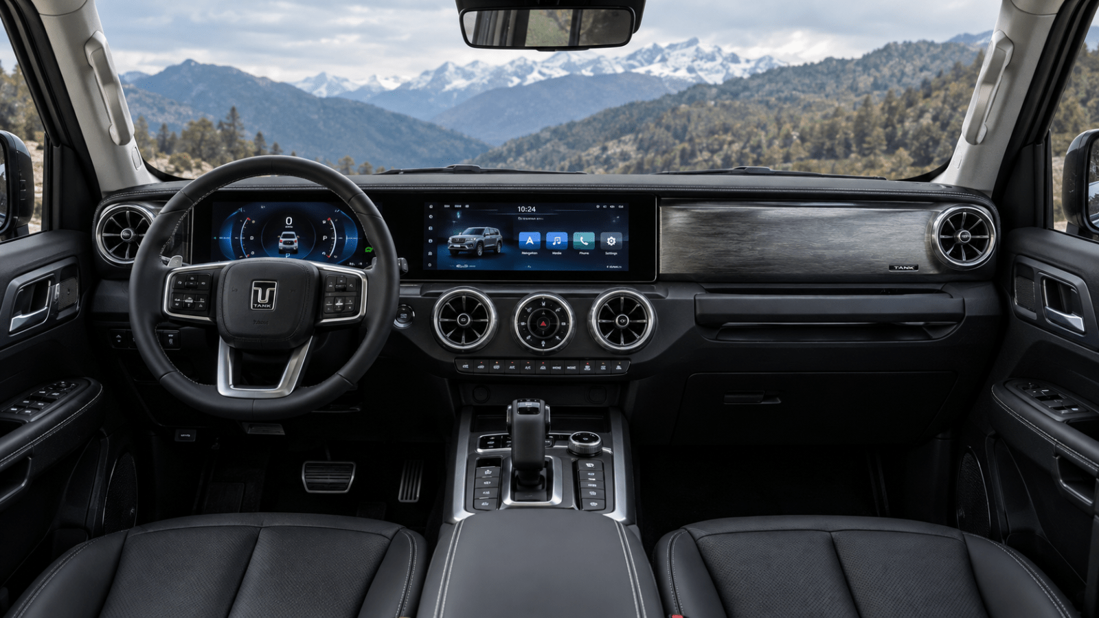 TANK SUV Cockpit with Mountain Views