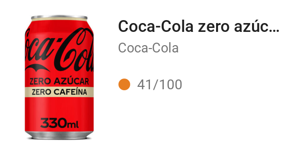 Coca-Cola zero azúcar zero cafeína