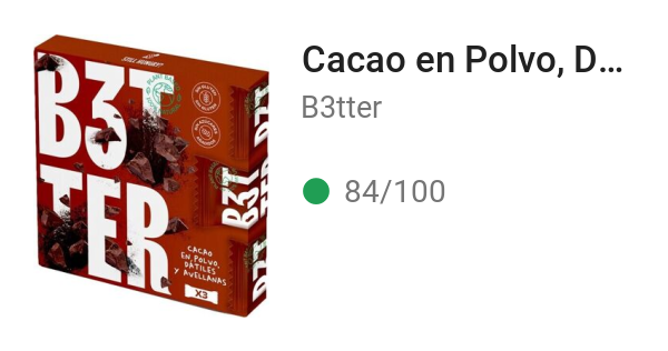 Cacao en Polvo, Dátiles y Avellanas