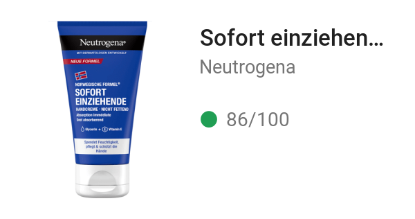 Sofort einziehende Handcreme