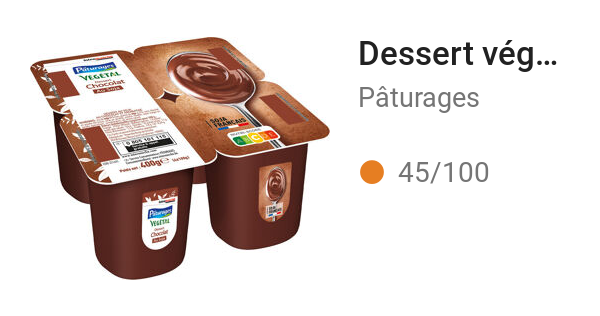 Dessert végétal soja chocolat