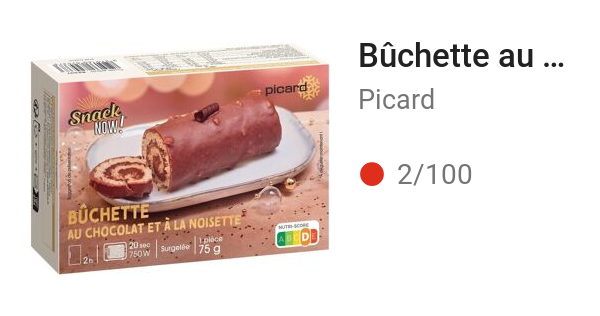 Bûchette au chocolat et à la noisette