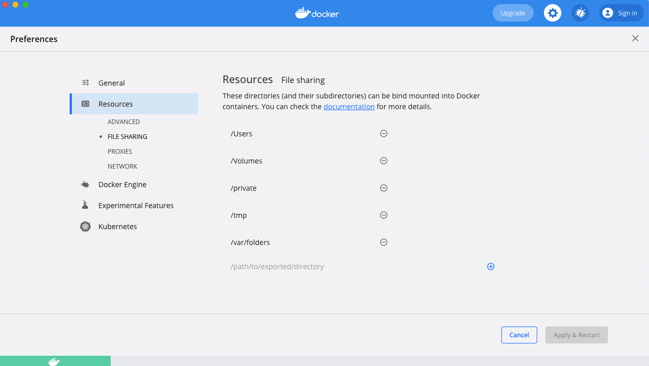 Docker for Macでファイルをマウント出来ない時の解決法