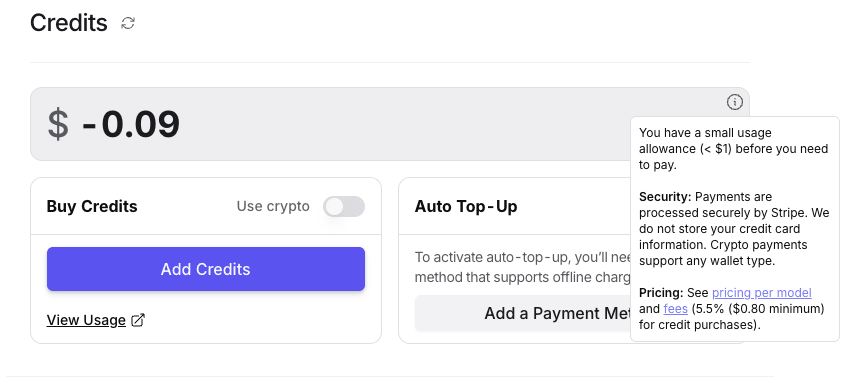 OpenRouter クレジット使用量