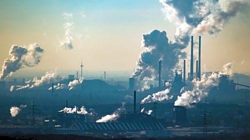 Factories with smoke emissions