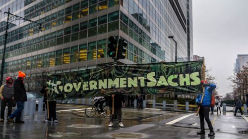 activists campaigning against Goldman Sachs conflict of interest