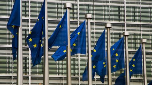 EU flags in Brussels