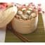 KitchenCraft Two Tier 20cm Bamboo Steamer With Lid, lifestyle with dumplings