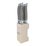 Laguiole by Andre Verdier Steak Knife Set with Stand, 6-Piece - Mole Grey