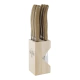 Laguiole by Andre Verdier Steak Knife Set with Stand, 6-Piece - Toasted Oak