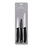 Victorinox Swiss Classic Zest Peeler and Paring Knives Set, 3-Piece - Black