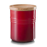Le Creuset Medium Stoneware Storage Jar with Wooden Lid - Cherry