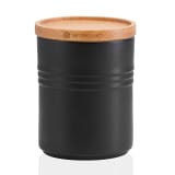 Le Creuset Medium Stoneware Storage Jar with Wooden Lid - Matte Black