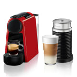 Nespresso Essenza Bundle Mini Automatic Espresso Machine with Aeroccino Milk Frother - Pyramid Ruby Red