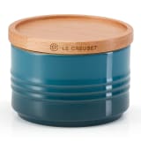 Le Creuset Small Stoneware Storage Jar with Wooden Lid - Deep Teal