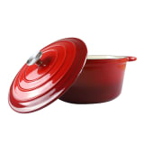 Round Cast Iron Enamel Casserole, 3.5L - Red