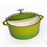 Round Cast Iron Enamel Casserole, 6L - Green