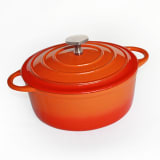 Round Cast Iron Enamel Casserole, 6L - Orange