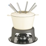 MasterClass Cast Iron Enamelled Fondue Set, 1.2L - Cream