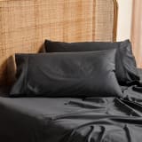 Linen House Elka Bamboo Oxford Standard Pillowcase, 500 Thread Count - Charcoal