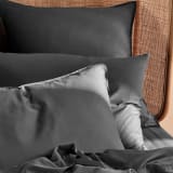 Linen House Elka Bamboo King Pillowcase, 500 Thread Count - Charcoal