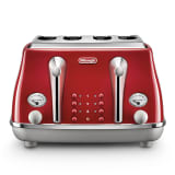 DeLonghi Icona Capitals 4-Slice Toaster, 1800W - Tokyo Red