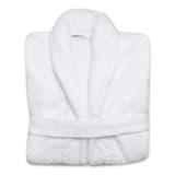 Club Classique White Unisex Fleece Bathrobe - Medium 