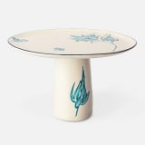 Mervyn Gers Glazed Stoneware Cake Stand - Alabaster with Blue Art