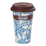 DeLonghi Double Walled Ceramic Travel Mug, 300ml - Blue Flower 