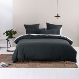 Linen House Providence Charcoal Waffle Cotton Duvet Set - King 