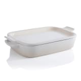 Le Creuset Stoneware Rectangular Dish with Plate, 31cm - Meringue