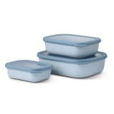 Mepal Cirqula Shallow Rectangular Multi Bowl Set, 3-Piece - Nordic Blue