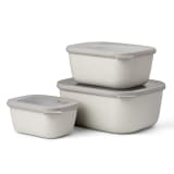 Mepal Cirqula Deep Rectangular Multi Bowl Set, 3-Piece - Nordic White