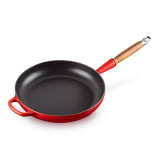 Le Creuset Signature Enamelled Cast Iron Frying Pan with Wooden Handle, 28cm - Cerise