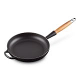 Le Creuset Signature Enamelled Cast Iron Frying Pan with Wooden Handle, 24cm - Matt Black