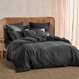 Linen House Elka Bamboo Charcoal Oxford Duvet Cover, 500 Thread Count - King 