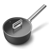 Smeg Non-Stick Saucepan with Lid, 20cm - Matt Black