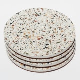 Alkaline Terrazzo Coasters, Set of 4 - White and Neutral