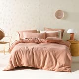 Linen House Pink Clay Raquelle Duvet Cover Set, 250 Thread Count - Queen 