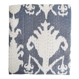 India Ink Blue Grand Ikat Kantha Stitched Throw - Single 