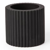 Alkaline Small Ribbed Candle Holder - Black 
