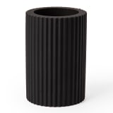 Alkaline Medium Ribbed Candle Holder - Black 