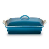 Le Creuset Stoneware Heritage Rectangular Baking Dish with Lid, 33cm - Deep Teal