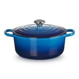 Le Creuset Signature 5.3 Litre Round Cast Iron Casserole, 26cm - Azure