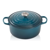 Le Creuset Signature 5.3 Litre Round Cast Iron Casserole, 26cm - Deep Teal