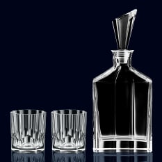 Nachtmann Lead-Free Crystal Aspen Decanter & Whiskey Glasses, Set of 3
